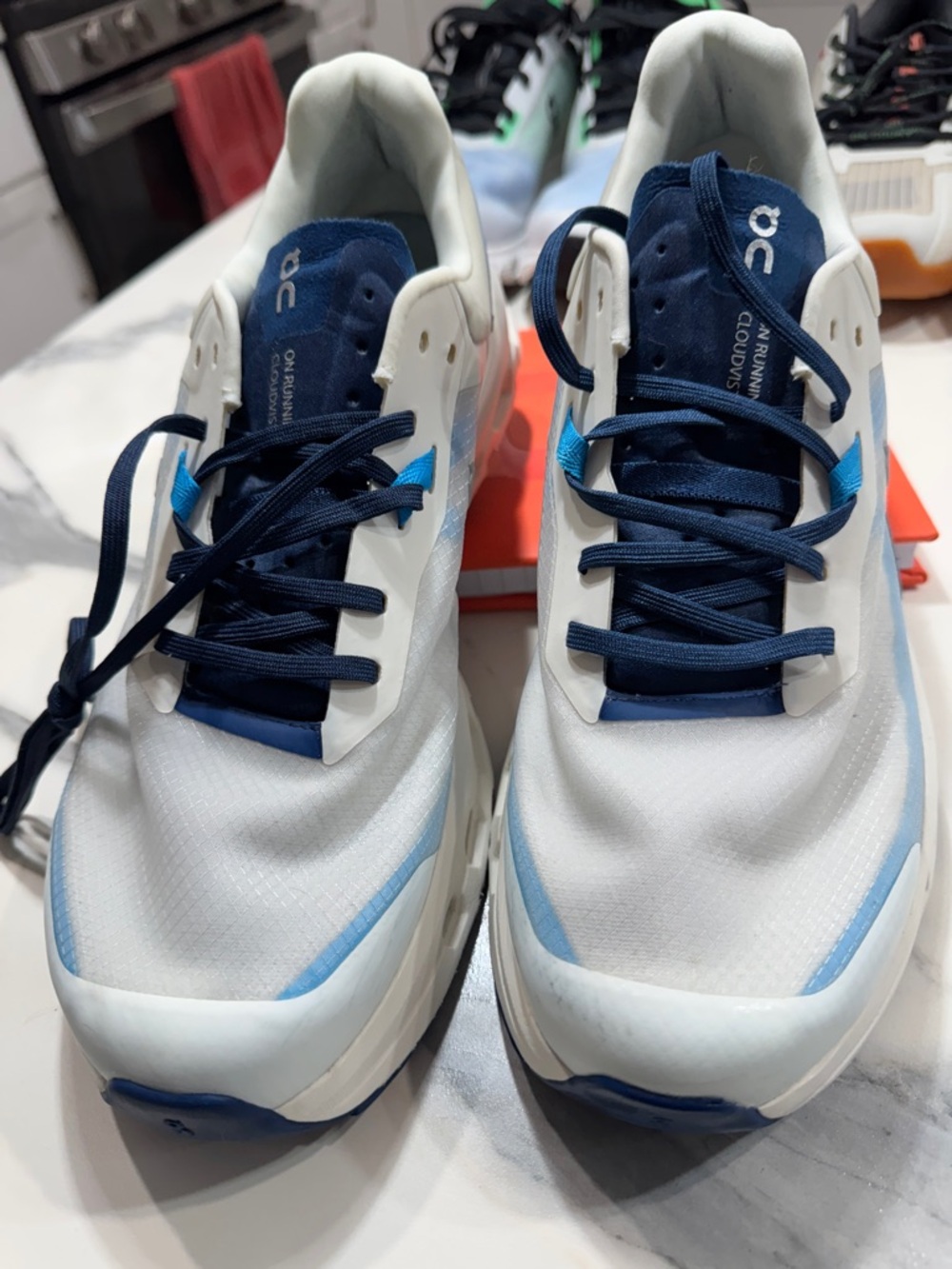 On Running Cloudsurfer Lightweight Running Shoes - White & Blue - Picture 3 of 9